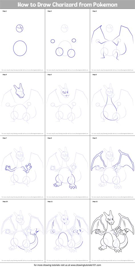 draw charizard step by step.